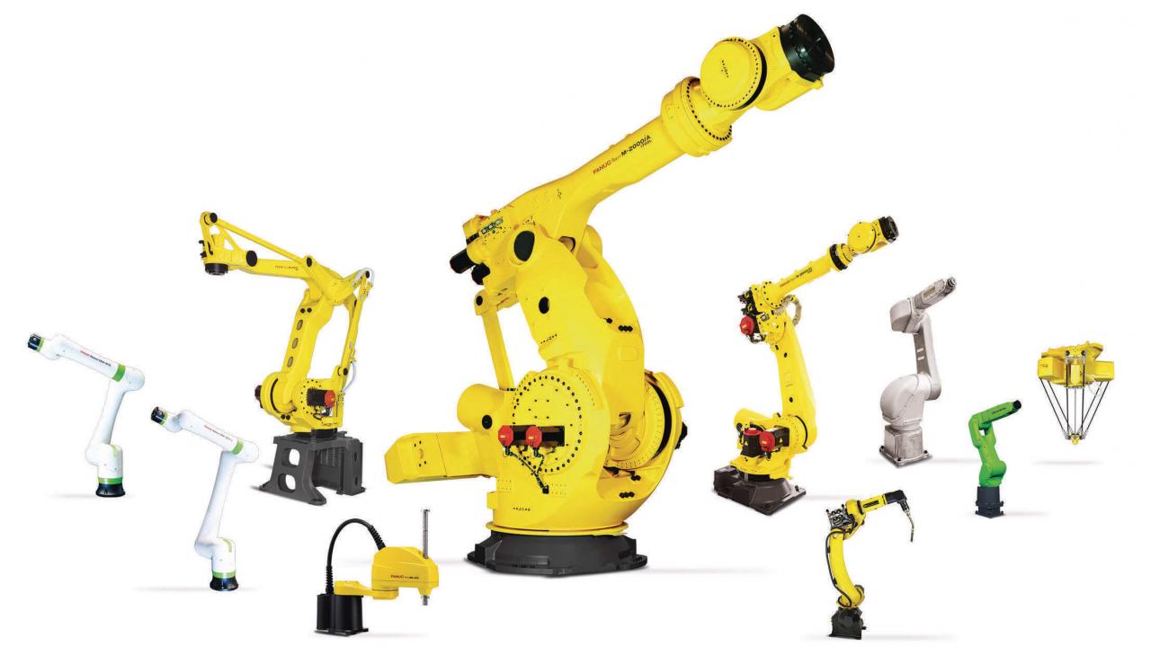 Nhiều robot FANUC xếp hàng